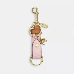 Coach Powder Pink Trigger Snap Bag Charm In Signature Canvas With Heart Charm